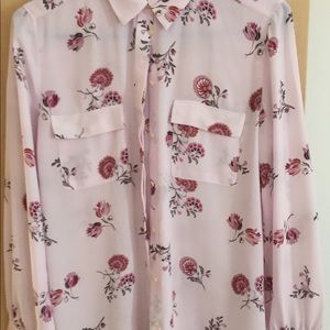 Loft Floral pink flowy shirt